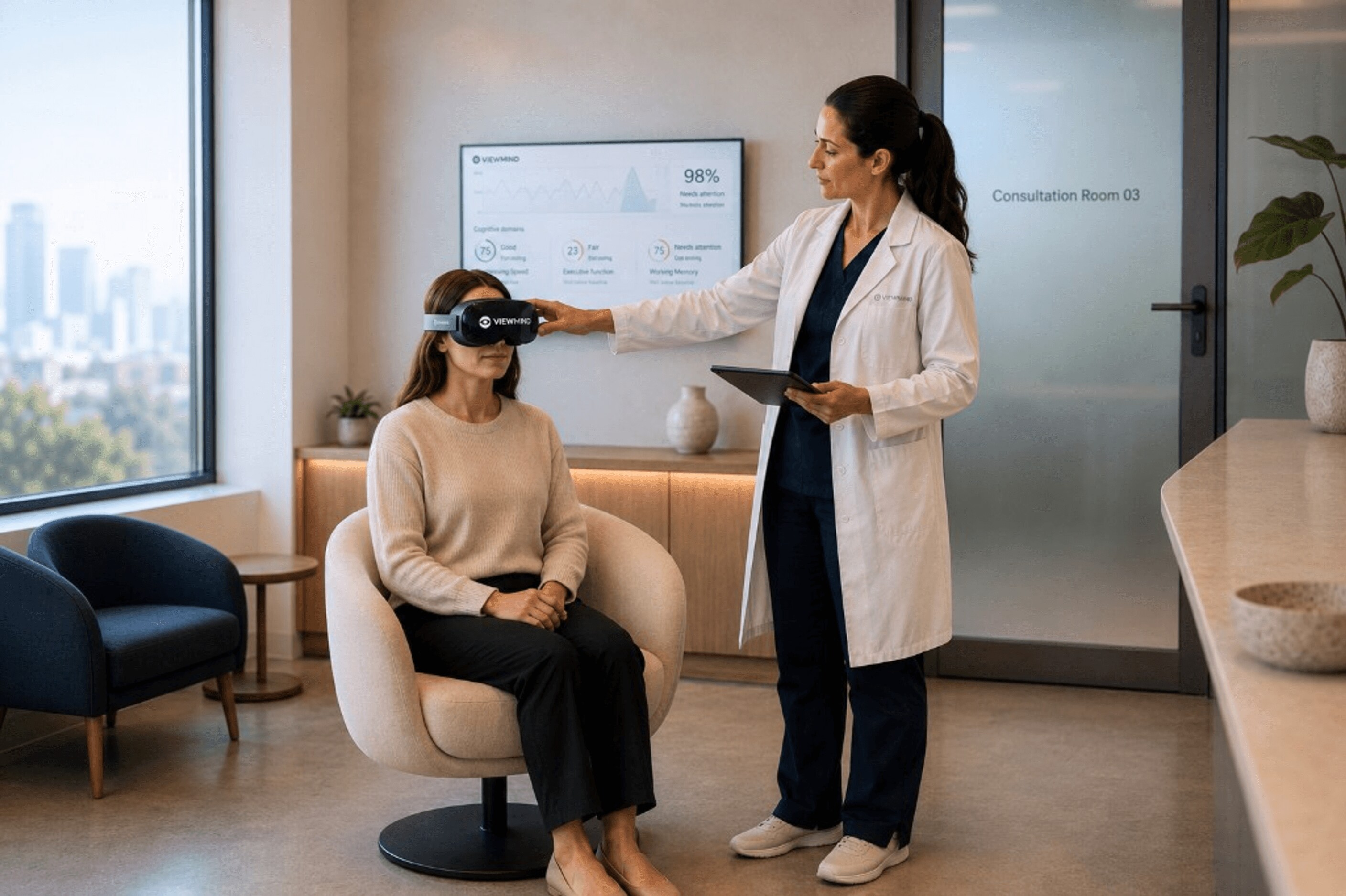 Clinical team reviewing brain health assessment results